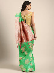 SMSAREE Lime Green Designer Wedding Partywear Kanjeevaram Art Silk Hand Embroidery Work Bridal Saree Sari With Blouse Piece YNF-29679