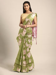 SMSAREE Olive Green Designer Wedding Partywear Kanjeevaram Art Silk Hand Embroidery Work Bridal Saree Sari With Blouse Piece YNF-29685
