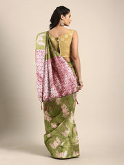 SMSAREE Olive Green Designer Wedding Partywear Kanjeevaram Art Silk Hand Embroidery Work Bridal Saree Sari With Blouse Piece YNF-29685
