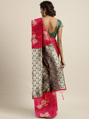 SMSAREE Coral Designer Wedding Partywear Kanjeevaram Art Silk Hand Embroidery Work Bridal Saree Sari With Blouse Piece YNF-29688