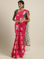 SMSAREE Coral Designer Wedding Partywear Kanjeevaram Art Silk Hand Embroidery Work Bridal Saree Sari With Blouse Piece YNF-29688