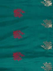 SMSAREE Teal Designer Wedding Partywear Kanjeevaram Art Silk Hand Embroidery Work Bridal Saree Sari With Blouse Piece YNF-29689