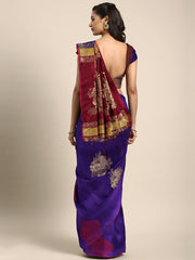SMSAREE Violet Designer Wedding Partywear Kanjeevaram Art Silk Hand Embroidery Work Bridal Saree Sari With Blouse Piece YNF-29692