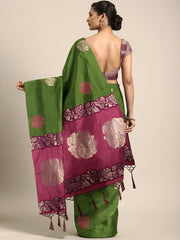 SMSAREE Olive Green Designer Wedding Partywear Kanjeevaram Art Silk Hand Embroidery Work Bridal Saree Sari With Blouse Piece YNF-29695