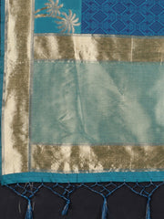 SMSAREE Teal Designer Wedding Partywear Tanchui Art Silk Hand Embroidery Work Bridal Saree Sari With Blouse Piece YNF-29699