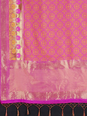 SMSAREE Pink Designer Wedding Partywear Tanchui Art Silk Hand Embroidery Work Bridal Saree Sari With Blouse Piece YNF-29704
