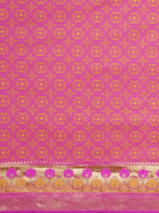 SMSAREE Pink Designer Wedding Partywear Tanchui Art Silk Hand Embroidery Work Bridal Saree Sari With Blouse Piece YNF-29704