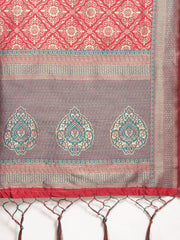 SMSAREE Maroon Designer Wedding Partywear Tanchui Art Silk Hand Embroidery Work Bridal Saree Sari With Blouse Piece YNF-29737