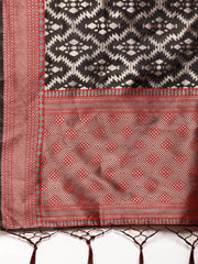 SMSAREE Black Designer Wedding Partywear Tanchui Art Silk Hand Embroidery Work Bridal Saree Sari With Blouse Piece YNF-29738