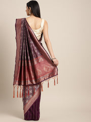 SMSAREE Purple Designer Wedding Partywear Tanchui Art Silk Hand Embroidery Work Bridal Saree Sari With Blouse Piece YNF-29742