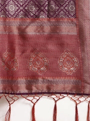 SMSAREE Purple Designer Wedding Partywear Tanchui Art Silk Hand Embroidery Work Bridal Saree Sari With Blouse Piece YNF-29742
