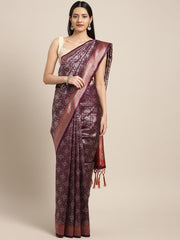 SMSAREE Purple Designer Wedding Partywear Tanchui Art Silk Hand Embroidery Work Bridal Saree Sari With Blouse Piece YNF-29742