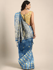 SMSAREE Teal Designer Wedding Partywear Linen Art Silk Hand Embroidery Work Bridal Saree Sari With Blouse Piece YNF-29773