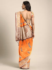SMSAREE Mustard Designer Wedding Partywear Tanchui Art Silk Hand Embroidery Work Bridal Saree Sari With Blouse Piece YNF-29776