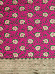 SMSAREE Pink Designer Wedding Partywear Tanchui Art Silk Hand Embroidery Work Bridal Saree Sari With Blouse Piece YNF-29779