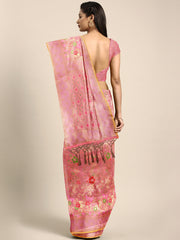 SMSAREE Pink Designer Wedding Partywear Banarasi Art Silk Hand Embroidery Work Bridal Saree Sari With Blouse Piece YNF-29795