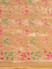 SMSAREE Peach Designer Wedding Partywear Banarasi Art Silk Hand Embroidery Work Bridal Saree Sari With Blouse Piece YNF-29797