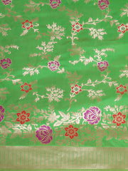 SMSAREE Green Designer Wedding Partywear Banarasi Art Silk Hand Embroidery Work Bridal Saree Sari With Blouse Piece YNF-29800