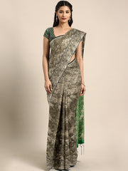 SMSAREE Black Designer Wedding Partywear Kanjeevaram Art Silk Hand Embroidery Work Bridal Saree Sari With Blouse Piece YNF-29804