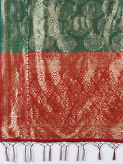 SMSAREE Green Designer Wedding Partywear Kanjeevaram Art Silk Hand Embroidery Work Bridal Saree Sari With Blouse Piece YNF-29805