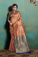 SMSAREE Maroon Designer Wedding Partywear Kanjeevaram Art Silk Hand Embroidery Work Bridal Saree Sari With Blouse Piece YNF-29809