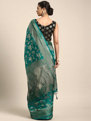 SMSAREE Green Designer Wedding Partywear Kanjeevaram Art Silk Hand Embroidery Work Bridal Saree Sari With Blouse Piece YNF-29819
