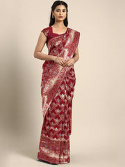 SMSAREE Maroon Designer Wedding Partywear Kanjeevaram Art Silk Hand Embroidery Work Bridal Saree Sari With Blouse Piece YNF-29820