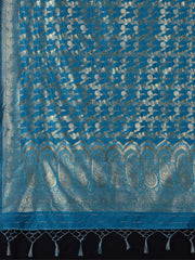 SMSAREE Turquoise Designer Wedding Partywear Kanjeevaram Art Silk Hand Embroidery Work Bridal Saree Sari With Blouse Piece YNF-29823