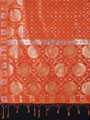 SMSAREE Orange Designer Wedding Partywear Kanjeevaram Art Silk Hand Embroidery Work Bridal Saree Sari With Blouse Piece YNF-29830