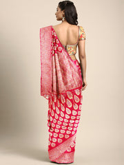 SMSAREE Red Designer Wedding Partywear Banarasi Art Silk Hand Embroidery Work Bridal Saree Sari With Blouse Piece YNF-29866