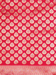 SMSAREE Red Designer Wedding Partywear Banarasi Art Silk Hand Embroidery Work Bridal Saree Sari With Blouse Piece YNF-29866