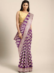 SMSAREE Burgundy Designer Wedding Partywear Banarasi Art Silk Hand Embroidery Work Bridal Saree Sari With Blouse Piece YNF-29867