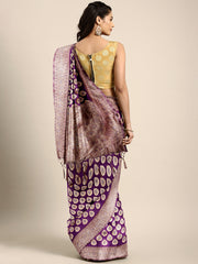 SMSAREE Burgundy Designer Wedding Partywear Banarasi Art Silk Hand Embroidery Work Bridal Saree Sari With Blouse Piece YNF-29867