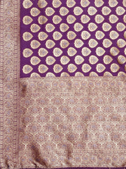 SMSAREE Burgundy Designer Wedding Partywear Banarasi Art Silk Hand Embroidery Work Bridal Saree Sari With Blouse Piece YNF-29867