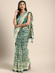 SMSAREE Teal Designer Wedding Partywear Tanchui Art Silk Hand Embroidery Work Bridal Saree Sari With Blouse Piece YNF-29895