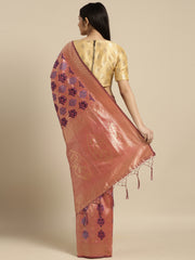 SMSAREE Coral Designer Wedding Partywear Banarasi Art Silk Hand Embroidery Work Bridal Saree Sari With Blouse Piece YNF-29912