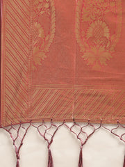 SMSAREE Coral Designer Wedding Partywear Banarasi Art Silk Hand Embroidery Work Bridal Saree Sari With Blouse Piece YNF-29912
