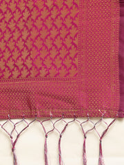 SMSAREE Pink Designer Wedding Partywear Banarasi Art Silk Hand Embroidery Work Bridal Saree Sari With Blouse Piece YNF-29915