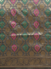 SMSAREE Grey Designer Wedding Partywear Banarasi Art Silk Hand Embroidery Work Bridal Saree Sari With Blouse Piece YNF-29917