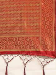 SMSAREE Red Designer Wedding Partywear Banarasi Art Silk Hand Embroidery Work Bridal Saree Sari With Blouse Piece YNF-29919