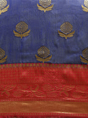 SMSAREE Blue Designer Wedding Partywear Tussar Art Silk Hand Embroidery Work Bridal Saree Sari With Blouse Piece YNF-29926