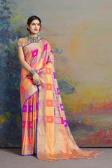 SMSAREE Multi Designer Wedding Partywear Uppada Art Silk Hand Embroidery Work Bridal Saree Sari With Blouse Piece YNF-29932