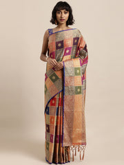 SMSAREE Multi Designer Wedding Partywear Uppada Art Silk Hand Embroidery Work Bridal Saree Sari With Blouse Piece YNF-29933