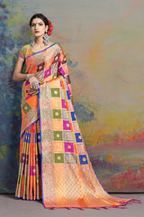 SMSAREE Multi Designer Wedding Partywear Uppada Art Silk Hand Embroidery Work Bridal Saree Sari With Blouse Piece YNF-29933