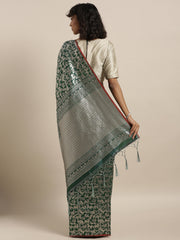 SMSAREE Green Designer Wedding Partywear Kanjeevaram Art Silk Hand Embroidery Work Bridal Saree Sari With Blouse Piece YNF-29944