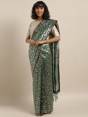 SMSAREE Green Designer Wedding Partywear Kanjeevaram Art Silk Hand Embroidery Work Bridal Saree Sari With Blouse Piece YNF-29944