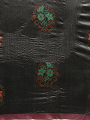SMSAREE Black Designer Wedding Partywear Tussar Art Silk Hand Embroidery Work Bridal Saree Sari With Blouse Piece YNF-29956