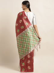 SMSAREE Coral Designer Wedding Partywear Tussar Art Silk Hand Embroidery Work Bridal Saree Sari With Blouse Piece YNF-29958