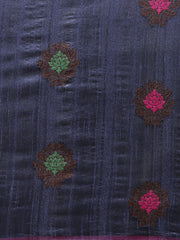 SMSAREE Blue Designer Wedding Partywear Tussar Art Silk Hand Embroidery Work Bridal Saree Sari With Blouse Piece YNF-29960