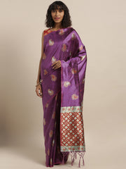 SMSAREE Fuchsia Designer Wedding Partywear Tussar Art Silk Hand Embroidery Work Bridal Saree Sari With Blouse Piece YNF-29961